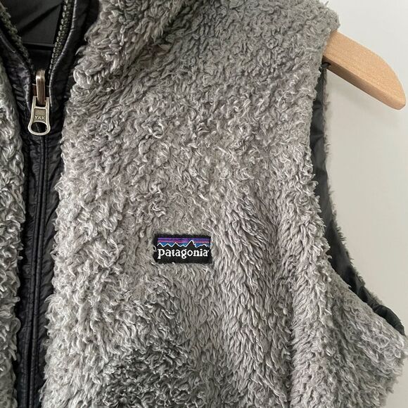 ❤️ Patagonia Women's Reversible Los Gatos Fleece Fuzzy Sherpa Vest Grey Medium - Picture 5 of 8